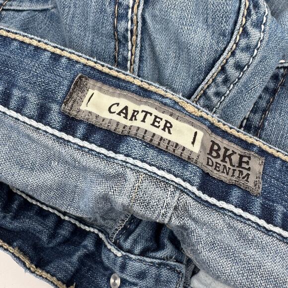 BKE Carter Jeans Mens 32 (32x31 ACTUAL) Bootcut Blue Denim Distressed UTILITY - Picture 5 of 14